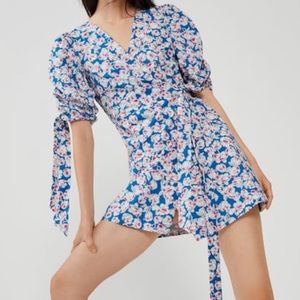 Blue, white and pink Zara wrap dress